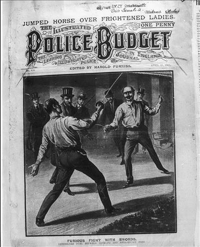 Immagine <p style="margin-top:0cm;margin-right:0cm;margin-bottom:14.1pt;margin-left:
0cm"><span lang="EN-GB" style="">«The Illustrated Police budget», 21 aprile
1909<o:p></o:p></span></p><p>

<span style="line-height: 115%;">Filippo
Tommaso Marinetti a duello con il critico&nbsp;francese Charles-Henry Hirsch,
che aveva recensito negativamente la sua opera teatrale "Le Roi
Bombance".</span></p>